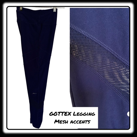 Gottex Navy leggings with Mesh accents XL. Gorgeous & stylish!. Zipper pocket - Picture 1 of 10